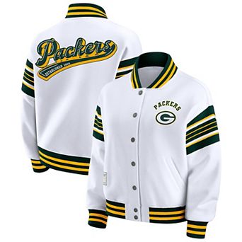 Women's WEAR by Erin Andrews White Green Bay Packers Plus Size Full-Snap Fleece Sweatshirt Jacket