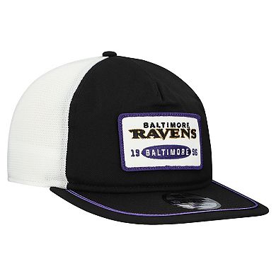 Men's New Era Black/White Baltimore Ravens Patch 19TWENTY Adjustable Hat