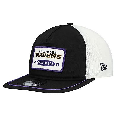 Men's New Era Black/White Baltimore Ravens Patch 19TWENTY Adjustable Hat
