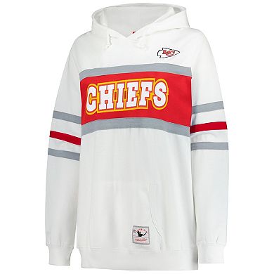 Women's Mitchell & Ness White Kansas City Chiefs Plus Size Head Coach Throwback Pullover Hoodie