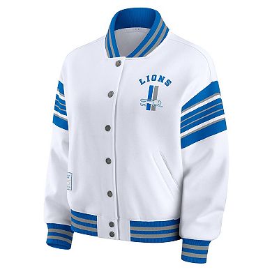 Women's WEAR by Erin Andrews White Detroit Lions Plus Size Full-Snap Fleece Sweatshirt Jacket