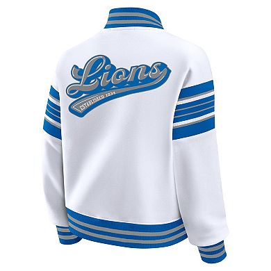 Women's WEAR by Erin Andrews White Detroit Lions Plus Size Full-Snap Fleece Sweatshirt Jacket
