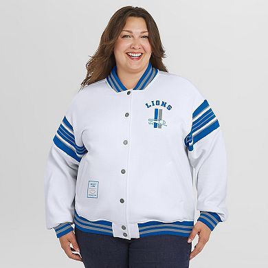 Women's WEAR by Erin Andrews White Detroit Lions Plus Size Full-Snap Fleece Sweatshirt Jacket