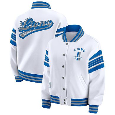 Women's WEAR by Erin Andrews White Detroit Lions Plus Size Full-Snap Fleece Sweatshirt Jacket