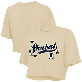 Women's Majestic Threads Tarik Skubal Cream Detroit Tigers Boxy Crop Top