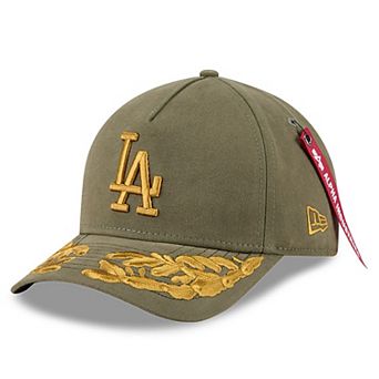 Men's New Era x Alpha Industries Olive Los Angeles Dodgers A-Frame 9FORTY Adjustable Hat
