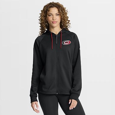 Women's Fanatics Black Carolina Hurricanes Authentic Pro Rink Raglan Full-Zip Hoodie
