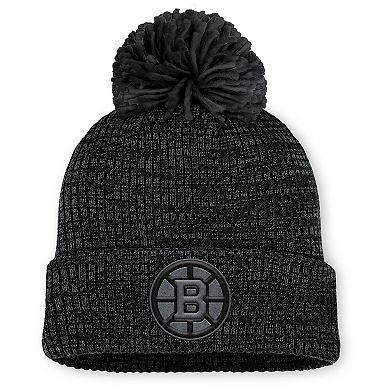 Women's Fanatics Black Boston Bruins Authentic Pro Road Cuffed Knit Hat with Pom