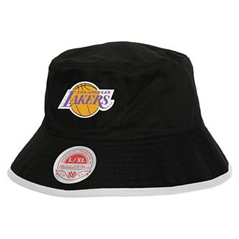 Men's Mitchell & Ness Black/Light Blue Los Angeles Lakers Flip It Reversible Bucket Hat