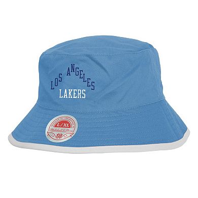 Men's Mitchell & Ness Black/Light Blue Los Angeles Lakers Flip It Reversible Bucket Hat