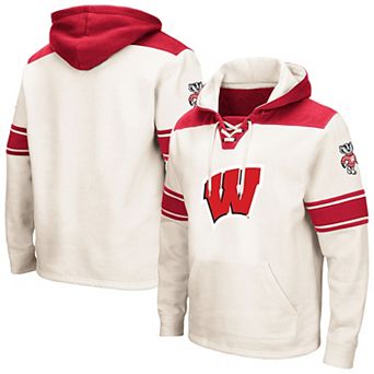 Men's Colosseum Cream Wisconsin Badgers 2.0 Lace-Up Hoodie