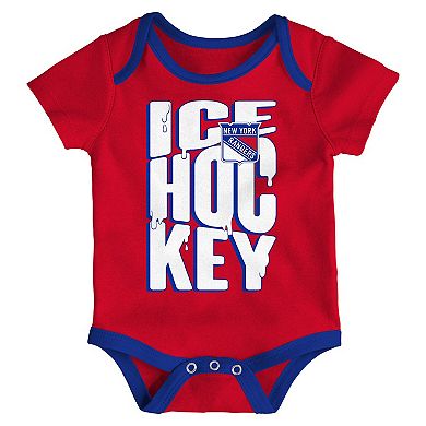 Infant & Newborn Outerstuff New York Rangers Triple Header Three-Piece Bodysuit Set