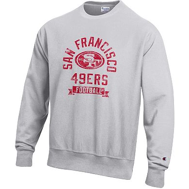 Men's Champion Heather Gray San Francisco 49ers Reverse Weave Fleece Pullover Sweatshirt