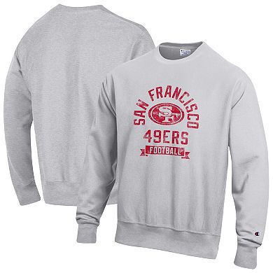Men's Champion Heather Gray San Francisco 49ers Reverse Weave Fleece Pullover Sweatshirt