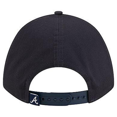 Women's New Era Navy Atlanta Braves Metallic A-Frame 9FORTY Adjustable Hat