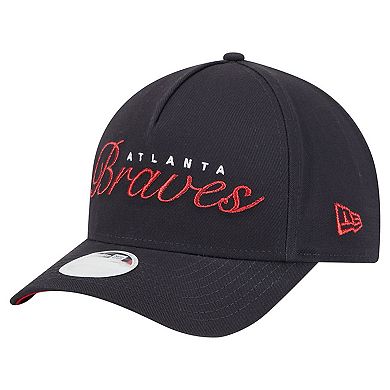 Women's New Era Navy Atlanta Braves Metallic A-Frame 9FORTY Adjustable Hat