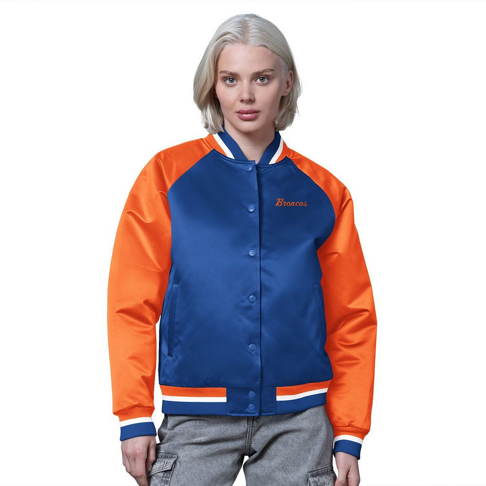 Women's Starter Royal/Orange Denver Broncos Satin Full-Snap