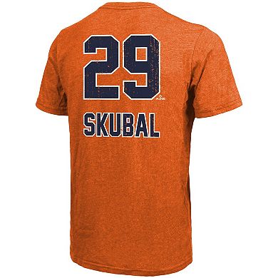Men's Majestic Threads Tarik Skubal Orange Detroit Tigers Triblend Name & Number T-Shirt