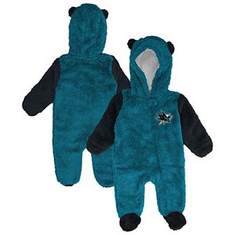 Infant & Newborn Outerstuff Teal San Jose Sharks Stay Napping Fleece Bunting Full-Zip Sleeper