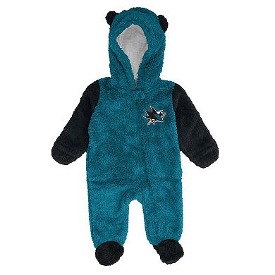 Infant & Newborn Outerstuff Teal San Jose Sharks Stay Napping Fleece Bunting Full-Zip Sleeper
