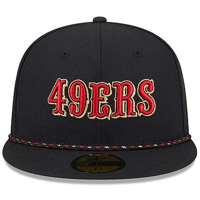 Men's New Era Black San Francisco 49ers 2025 Rivalries Collection Sideline Rope 59FIFTY Fitted Hat