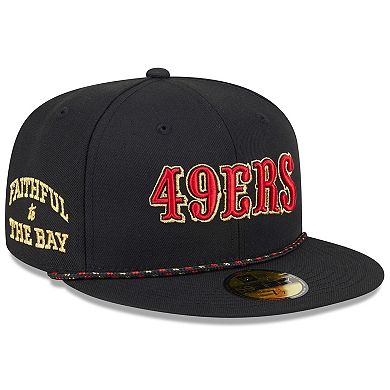 Men's New Era Black San Francisco 49ers 2025 Rivalries Collection Sideline Rope 59FIFTY Fitted Hat