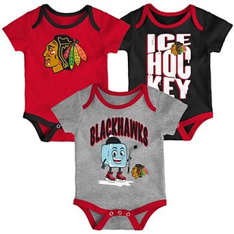 Infant & Newborn Outerstuff Chicago Blackhawks Triple Header Three-Piece Bodysuit Set