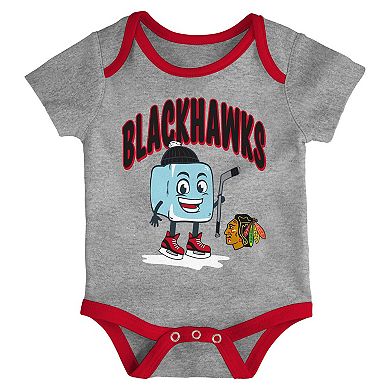 Infant & Newborn Outerstuff Chicago Blackhawks Triple Header Three-Piece Bodysuit Set