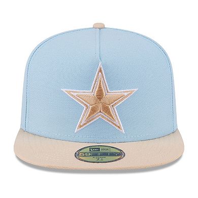 Men's New Era Light Blue/Light Beige Dallas Cowboys Two-Tone Color Pack A-Frame 59FIFTY Fitted Hat