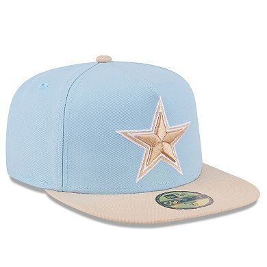 Men's New Era Light Blue/Light Beige Dallas Cowboys Two-Tone Color Pack A-Frame 59FIFTY Fitted Hat