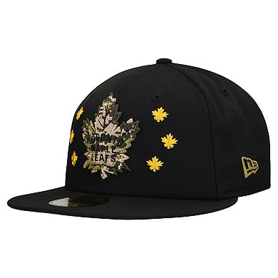 Men's New Era Black Toronto Maple Leafs Military Appreciation Digital Camo Stars 59FIFTY Fitted Hat