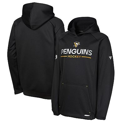 Youth Fanatics Black Pittsburgh Penguins Authentic Pro Rink Raglan Hoodie