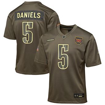 Youth Nike Jayden Daniels Olive Washington Commanders 2025 Salute to Service Game Jersey