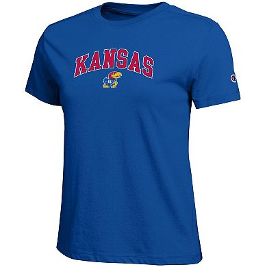 Women's Champion Royal Kansas Jayhawks Arched Over Logo T-Shirt
