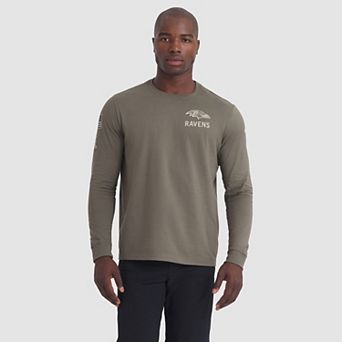 Men's Nike Olive Baltimore Ravens 2025 Salute to Service Sideline Long Sleeve T-Shirt