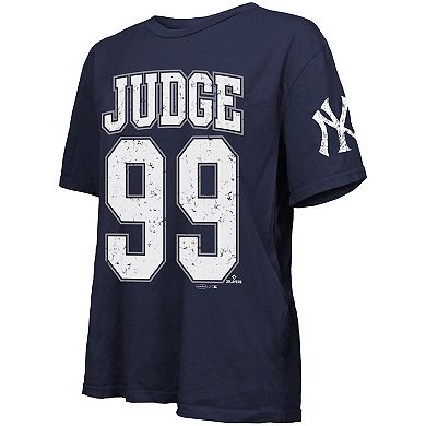 Women's Majestic Threads Aaron Judge Navy New York Yankees Oversized Name & Number T-Shirt
