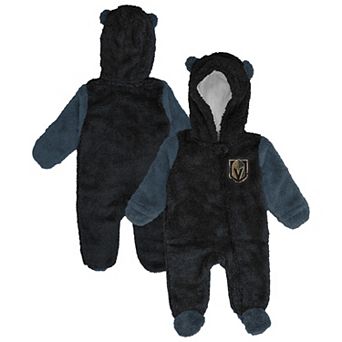 Infant & Newborn Outerstuff Black Vegas Golden Knights Stay Napping Fleece Bunting Full-Zip Sleeper