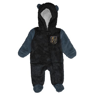 Infant & Newborn Outerstuff Black Vegas Golden Knights Stay Napping Fleece Bunting Full-Zip Sleeper