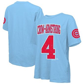 Women's Majestic Threads Pete Crow-Armstrong Light Blue Chicago Cubs Oversized Name & Number T-Shirt
