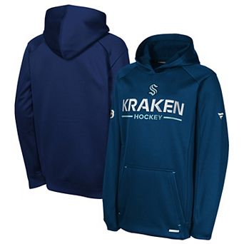 Youth Fanatics Deep Sea Blue Seattle Kraken Authentic Pro Rink Raglan Hoodie