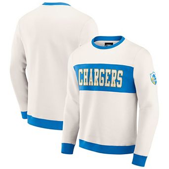 Men's Darius Rucker Collection by Fanatics Cream Los Angeles Chargers Colorblock Pullover Sweatshirt