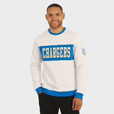 Men's Darius Rucker Collection by Fanatics Cream Los Angeles Chargers Colorblock Pullover Sweatshirt