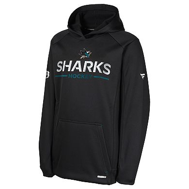 Youth Fanatics Black San Jose Sharks Authentic Pro Rink Raglan Hoodie