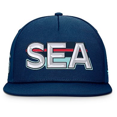 Men's Fanatics Deep Sea Blue Seattle Kraken Authentic Pro Rink Team Code Snapback Hat