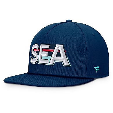 Men's Fanatics Deep Sea Blue Seattle Kraken Authentic Pro Rink Team Code Snapback Hat