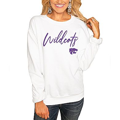 Women's White Kansas State Wildcats Win the Day Pullover Sweatshirt