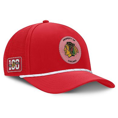 Men's Fanatics Red Chicago Blackhawks Centennial Pinched Front Adjustable Hat
