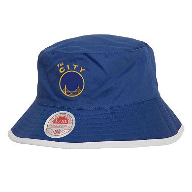 Men's Mitchell & Ness Black/Blue Golden State Warriors Flip It Reversible Bucket Hat