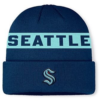Men's Fanatics Deep Sea Blue Seattle Kraken Authentic Pro Rink Cuffed Knit Hat