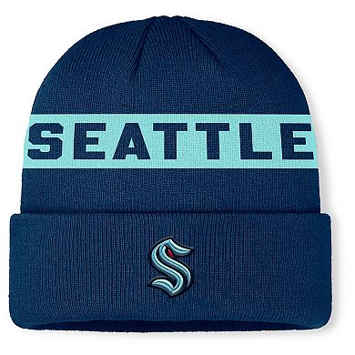 Men's Fanatics Deep Sea Blue Seattle Kraken Authentic Pro Rink Cuffed Knit Hat